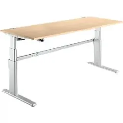 Schreibtisch Komfort, elektrisch höhenverstellbar, Rechteck, C-Fuss, B 1800 x T 800 x H 655-1305 mm, Ahorn/weissaluminium RAL 9006
