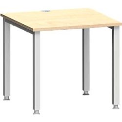 Schreibtisch MODENA FLEX, Quadrat, 4-Fuss Quadratrohr, B 800 x T 800 x H 720-820 mm, Ahorn/weissaluminium