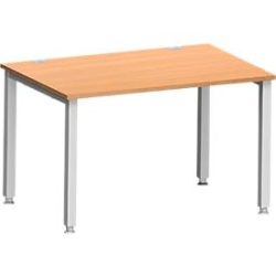 Schreibtisch MODENA FLEX, Rechteck, 4-Fuss Quadratrohr, B 1200 x T 800 x H 720-820 mm, Buche/weissaluminium