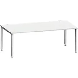 Schreibtisch MODENA FLEX, Rechteck, 4-Fuss Quadratrohr, B 2000 x T 1000 x H 720-820 mm, lichtgrau/weissaluminium