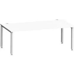 Schreibtisch MODENA FLEX, Rechteck, 4-Fuss Quadratrohr, B 2000 x T 1000 x H 720-820 mm, weiss/weissaluminium