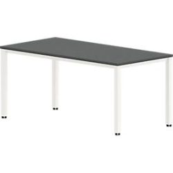 Schreibtisch NEVADA, 4-Fuss, Rechteck, Quadratrohr, B 1600 x T 800 x H 740 mm, dunkelgrau/weiss