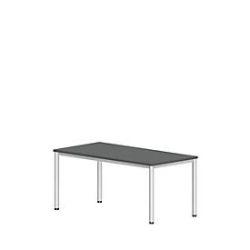 Schreibtisch NEVADA, 4-Fuss, Rechteck, Rundrohr, B 1600 x T 800 x H 740 mm, dunkelgrau/weiss