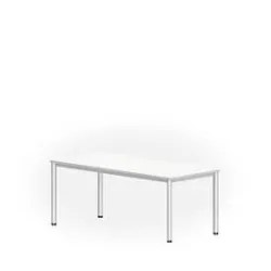 Schreibtisch NEVADA, 4-Fuss, Rechteck, Rundrohr, B 1800 x T 800 x H 740 mm, weiss/alusilber