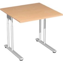 Schreibtisch PALENQUE, C-Fuss, Rechteck, B 800 x T 800 x H 680-820 mm, Buche