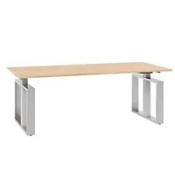 Schreibtisch QUANDOS BOX, Kufengestell, Rechteck, B 2000 x T 900 x H 720 - 820 mm, Eiche Masonic