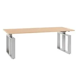 Schreibtisch QUANDOS BOX, Kufengestell, Rechteck, B 2000 x T 900 x H 720 - 820 mm, Kirsche Romana
