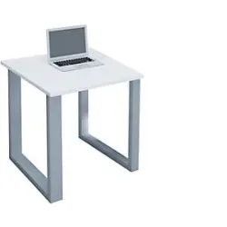 Schreibtisch Lona 80/50/76 cm Silberfarben, Weiss 