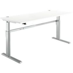 Schreibtisch Standard, elektrisch höhenverstellbar, Rechteck, C-Fuss, B 1800 x T 800 x H 725-1185 mm, weiss/weissaluminium RAL 9006