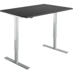Schreibtisch Start Off, elektrisch höhenverstellbar, Rechteck, T-Fuss, B 1200 x T 800 x H 755-1255 mm, graphit/weissalu