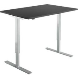 Schreibtisch Start Off, elektrisch höhenverstellbar, Rechteck, T-Fuss, B 1200 x T 800 x H 755-1255 mm, graphit/weissalu