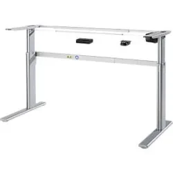 Schreibtischgestell Standard, für Tischbreiten 1200-1800 mm, elektrisch höhenverstellbar, H 725-1185 mm, C-Fuss, weissaluminium