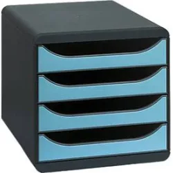 Exacompta - Schubladenbox Big Box, 4 offene Schubladen, Iderama, A4, Türkisblau