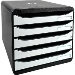 Exacompta - Schubladenbox Big Box Plus, 5 offene Schubladen, Glossy, A4, Weiss