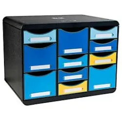 Exacompta - Schubladenbox STORE BOX MULTI, 11 offene Schubladen, Bee Blue, One Size, Multicolor