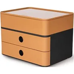 Schubladenbox HAN Allison Smart-Box Plus, 2 Schübe mit Trennwänden, Utensilienbox, stapelbar, ABS-K., caramel-brown