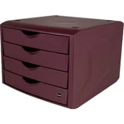 Schubladenbox Helit The Green Chameleon, 4 Schübe mit Auszugssperre, Format A4, stapelbar, rot