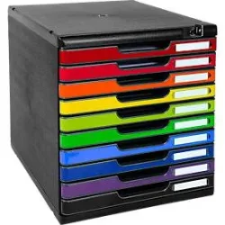 Exacompta - Schubladenbox MODULO A4, 10 abschließbare Schubladen, A4, Schwarz