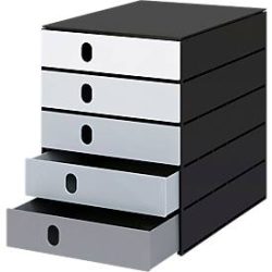 STYRO Systembox stryoval 24x33x32cm 14-8000.98 grau/schwarz 5 Schubladen