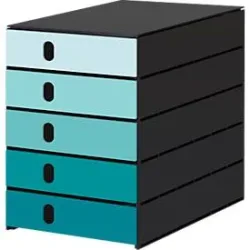 STYRO Schubladenbox styroval öko 14-8000.9aq schwarz/aqua 5 Schubladen