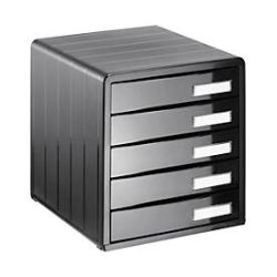 Schubladenbox Rotho TIMELESS, 5 geschlossene Schübe im Format A4, stapelbar, L 345 x B 290 x H 320 mm, Polystyrol, anthrazit