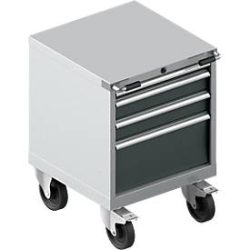 Schubladenschrank mit Rollen WSK 27-27, 4 Schübe, bis 75 kg, B 564 x T 572 x H 770 mm, weissaluminium/anthrazitgrau