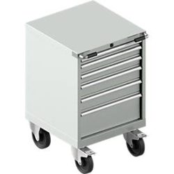 Schubladenschrank mit Rollen WSK 27-27, 6 Schübe, bis 75 kg, B 564 x T 572 x H 870 mm, lichtgrau/lichtgrau