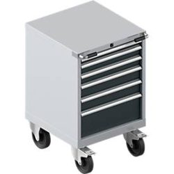 Schubladenschrank mit Rollen WSK 27-27, 6 Schübe, bis 75 kg, B 564 x T 572 x H 870 mm, weissaluminium/anthrazitgrau