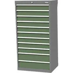 Schubladenschrank Bedrunka+Hirth, 11 Schübe, abschliessbar, bis 1200 kg, B 680 x T 500 x H 1319 mm, Stahlblech