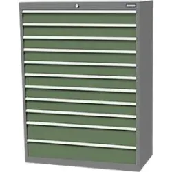 Schubladenschrank Bedrunka+Hirth, 11 Schübe, abschliessbar, bis 1200 kg, B 980 x T 500 x H 1319 mm, Stahlblech
