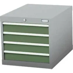 Schubladenschrank Bedrunka+Hirth, 4 Schübe, abschliessbar, bis 1500 kg, B 555 x T 736 x H 519 mm, Stahlblech
