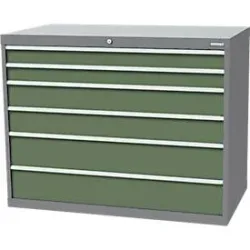 Schubladenschrank Bedrunka+Hirth, 6 Schübe, abschliessbar, bis 1500 kg, B 1305 x T 736 x H 1019 mm, Stahlblech