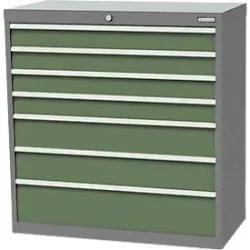 Schubladenschrank Bedrunka+Hirth, 7 Schübe, abschliessbar, bis 1200 kg, inkl. 57-teiligem Schubeinteilungsset, B 980 x T 500 x H 1019 mm, Stahlblech