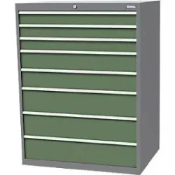 Schubladenschrank Bedrunka+Hirth, 8 Schübe, abschliessbar, bis 1500 kg, B 1005 x T 736 x H 1319 mm, Stahlblech