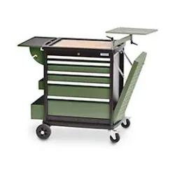 Schubladenschrank Bedrunka+Hirth maxmobile 2, mobil, 5 Schübe, Ablageflächen, abschliessbar, bis 300 kg, resedagrün RAL 6011, Stahlblech