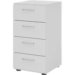 Schubladenschrank Breno, 4 Schübe, Metallgriffe, B 400 x T 420 x H 748 mm, lichtgrau/lichtgrau