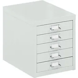 Schubladenschrank DIN A4, mit 5 Schubladen, 330 mm hoch, lichtgrau