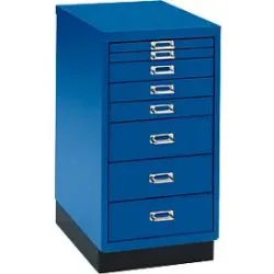 Schubladenschrank DIN A4, mit 8 Schubladen, 675 mm hoch, enzianblau