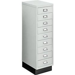 Schubladenschrank DIN A4, mit 9 Schubladen, 940 mm hoch, lichtgrau