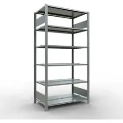 Schulte Lagertechnik Büroregal Stecksystem MultiPlus150, Grundregal, 6 Fachböden, mit Mittelanschlag, B 1000 x T 600 x H 2000 mm, silbergrau/verzinkt