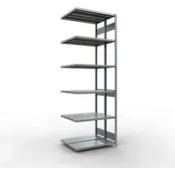 SCHULTE Lagertechnik Doppel-Anbauregal Stecksystem, MULTIPlus250, 3000x1000x(2x400) mm, 14 Böden, verzinkt
