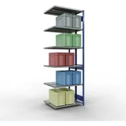 SCHULTE Lagertechnik Doppel-Anbauregal Stecksystem, MULTIPlus250, 3000x1000x(2x400) mm, 14 Böden, verzinkt