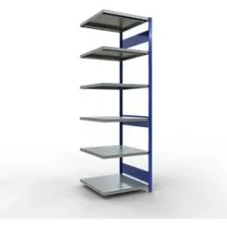 Schulte Lagertechnik Fachbodenregal-Stecksystem MULTIplus 250, Anbauregal, Längenriegel, 2500x750x800 mm, 6 Böden, enzianblau/verzinkt
