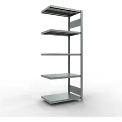Schulte Lagertechnik Fachbodenregal-Stecksystem MULTIplus 250, Anbauregal, Längenriegel, 2000x750x500 mm, 5 Böden, verzinkt