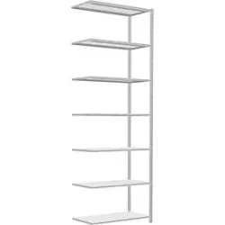Schulte Lagertechnik Fachbodenregal Stecksystem MultiPlus250, Anbauregal, 6 Fachböden, Kreuzstrebe, B 1000 x T 500 x H 3000 mm, Lichtgrau RAL 7035