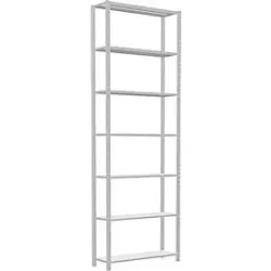 Schulte Lagertechnik Fachbodenregal Stecksystem MultiPlus250, Grundregal, 7 Fachböden, Kreuzstrebe, B 1000 x T 300 x H 3000 mm, Lichtgrau RAL 7035