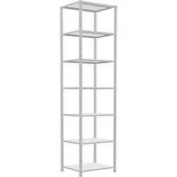 Schulte Lagertechnik Fachbodenregal Stecksystem MultiPlus250, Grundregal, 7 Fachböden, Kreuzstrebe, B 750 x T 600 x H 3000 mm, Lichtgrau RAL 7035