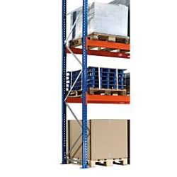 Schulte Lagertechnik Palettenregal-Ständerrahmen S625-A18, unmontiert, T 800 x H 3000 mm, Stützenbreite 100 mm, blau/verzinkt