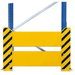 Schulte Lagertechnik Rammschutzwand für Doppel-Palettenregale, H 400 mm, für Regaltiefe 1100 + 200 + 1100 mm, gelb/schwarz