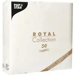 Servietten Papstar Royal Collection, 5 x 50 Stück, 1/4-Falz, Stoffoptik, 400 x 400 mm, Papier, weiss